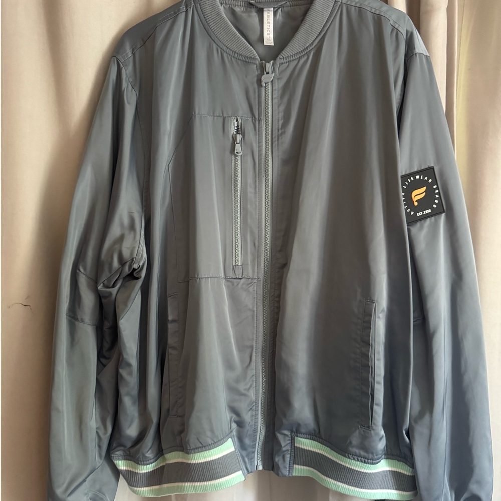 Fabletics Light Gray Bomber Jacket With Patch - image 2